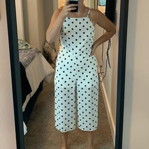 White polkadot jumpsuit!